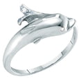 thumbnail image 1 of Dazzlingrock Collection 0.02 Carat (ctw) 10K Round Cut White Diamond Ladies Dolphin Right Hand Ring, White Gold, Size 9.5, 1 of 1