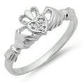 thumbnail image 1 of Dazzlingrock Collection 0.02 Carat (ctw) 10k Round Diamond Bridal Promise Irish Claddagh Heart Shape Ring, White Gold, Size 6, 1 of 1