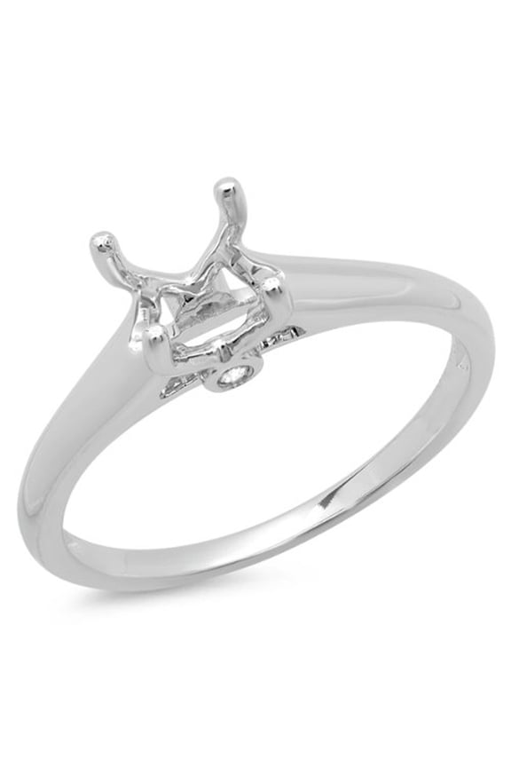Collection 0.03 Carat (ctw) 14K Round White Diamond Bridal Semi Mount Engagement Ring, White Gold, Size 4