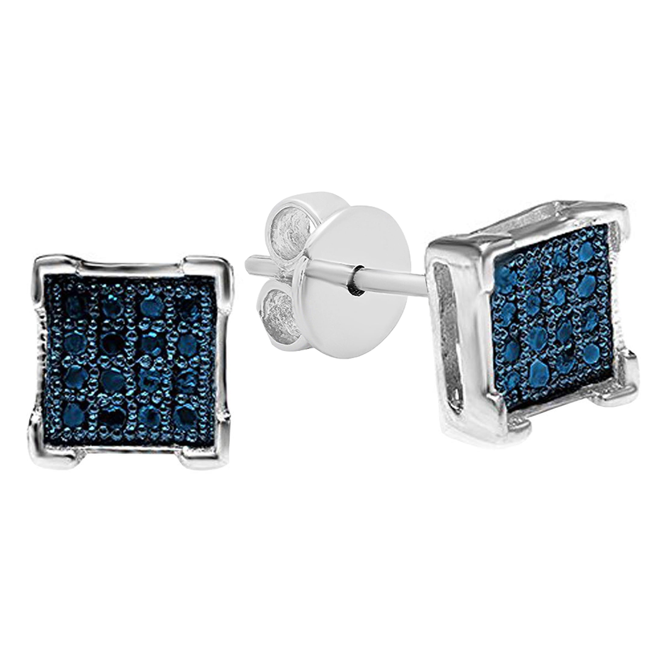 Dazzlingrock 0.10 CT Black Diamond Stud Earrings – 10K Yellow Gold Square Setting – Unisex