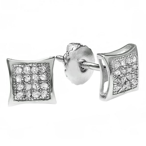 Dazzlingrock Collection 0.05 CT Round White Diamond Kite Stud Earrings For Men, Sterling Silver