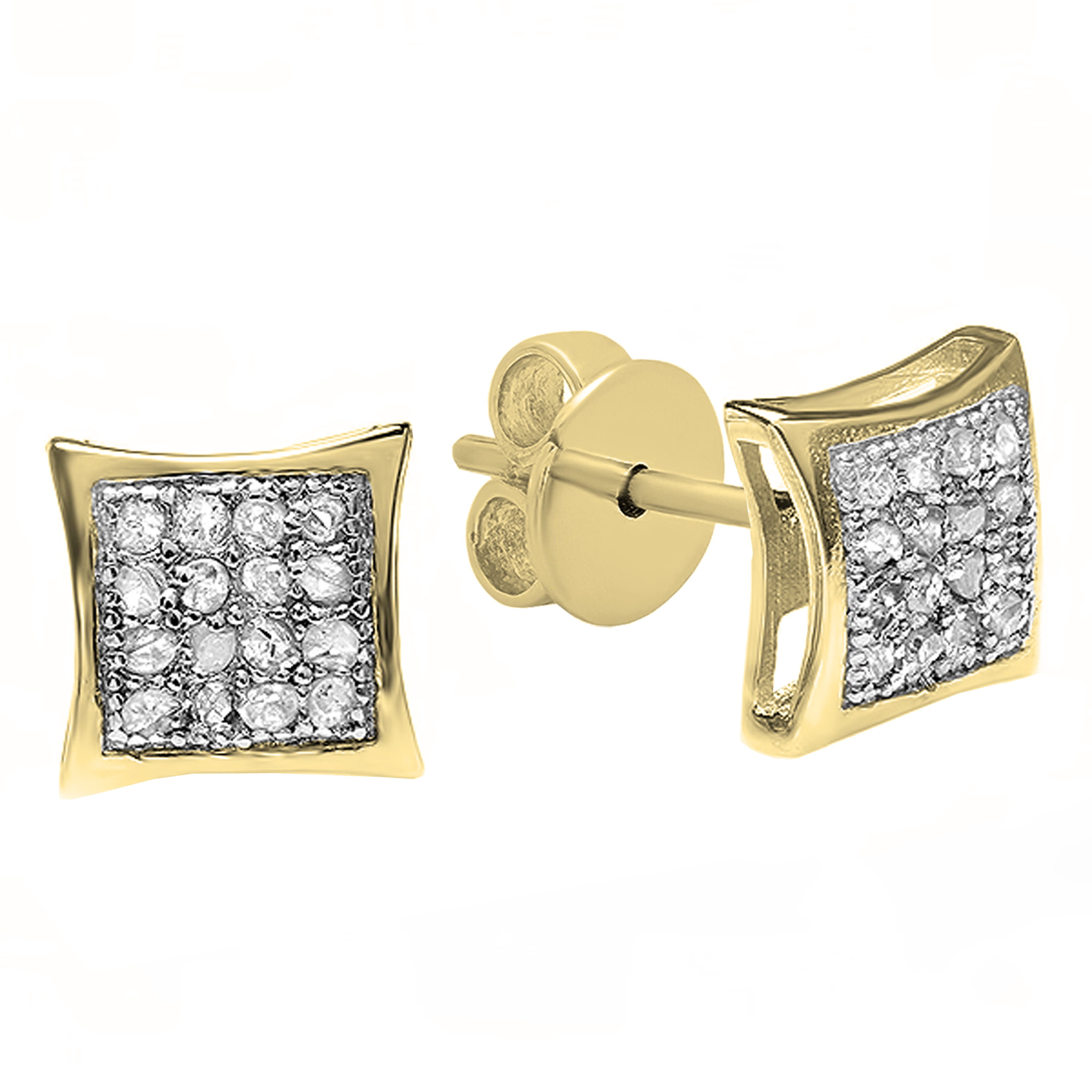 Dazzlingrock Collection 0.05 CT Round White Diamond Kite Stud Earrings for Men in 18K Yellow Gold