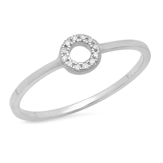 Dazzlingrock Collection 0.05 Carat (ctw) 14K Round White Diamond Ladies Bridal Engagement Circle Ring, White Gold, Size 5.5