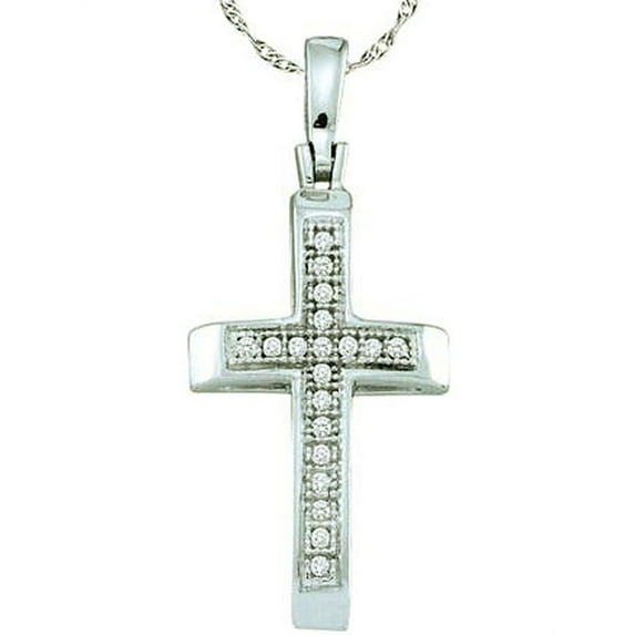 Dazzlingrock Collection 0.05 Carat (ctw) Micro Pave White Diamond Ladies Religious Cross Pendant, Sterling Silver