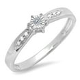 thumbnail image 1 of Dazzlingrock Collection 0.05 Carat (ctw) Sterling Silver Round Diamond Ladies Promise Bridal Engagement Ring, Size 4, 1 of 1