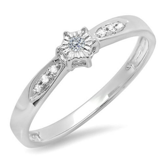 Dazzlingrock Collection 0.05 Carat (ctw) Sterling Silver Round Diamond Ladies Promise Bridal Engagement Ring, Size 6