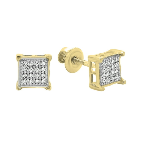 Dazzlingrock Collection 0.06 CT Round Lab Grown Diamond Stud Earrings, Yellow Plated Sterling Silver