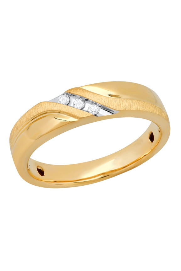 Collection 0.06 CT Round White Diamond Wedding Band for Men 10K Yellow Gold, Size 10