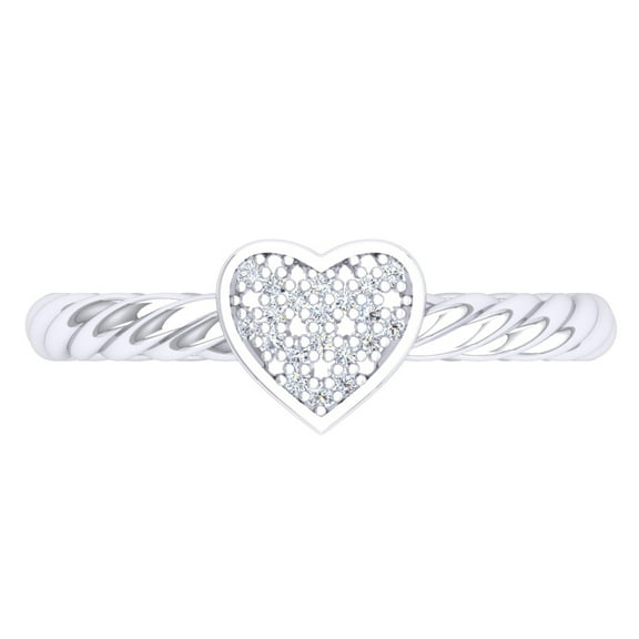 Dazzlingrock Collection 0.06 Carat (Ctw) Sterling Silver Round White Diamond Ladies Bridal Heart Shaped Promise Ring, Size 6