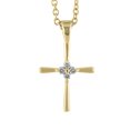 thumbnail image 1 of Dazzlingrock Collection 0.06 Carat (ctw) Round Lab Grown White Diamond Ladies Cross Pendant (Gold Chain Included), 14K Yellow Gold, 1 of 1