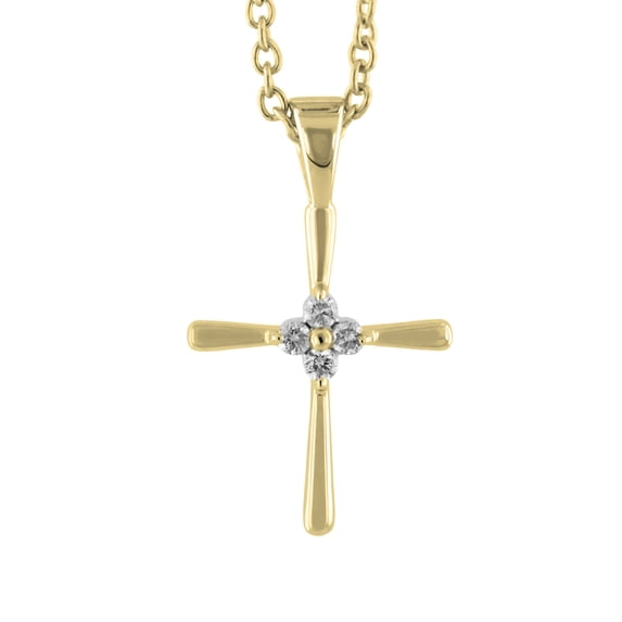 Dazzlingrock Collection 0.06 Carat (ctw) Round Lab Grown White Diamond Ladies Cross Pendant (Gold Chain Included), 14K Yellow Gold