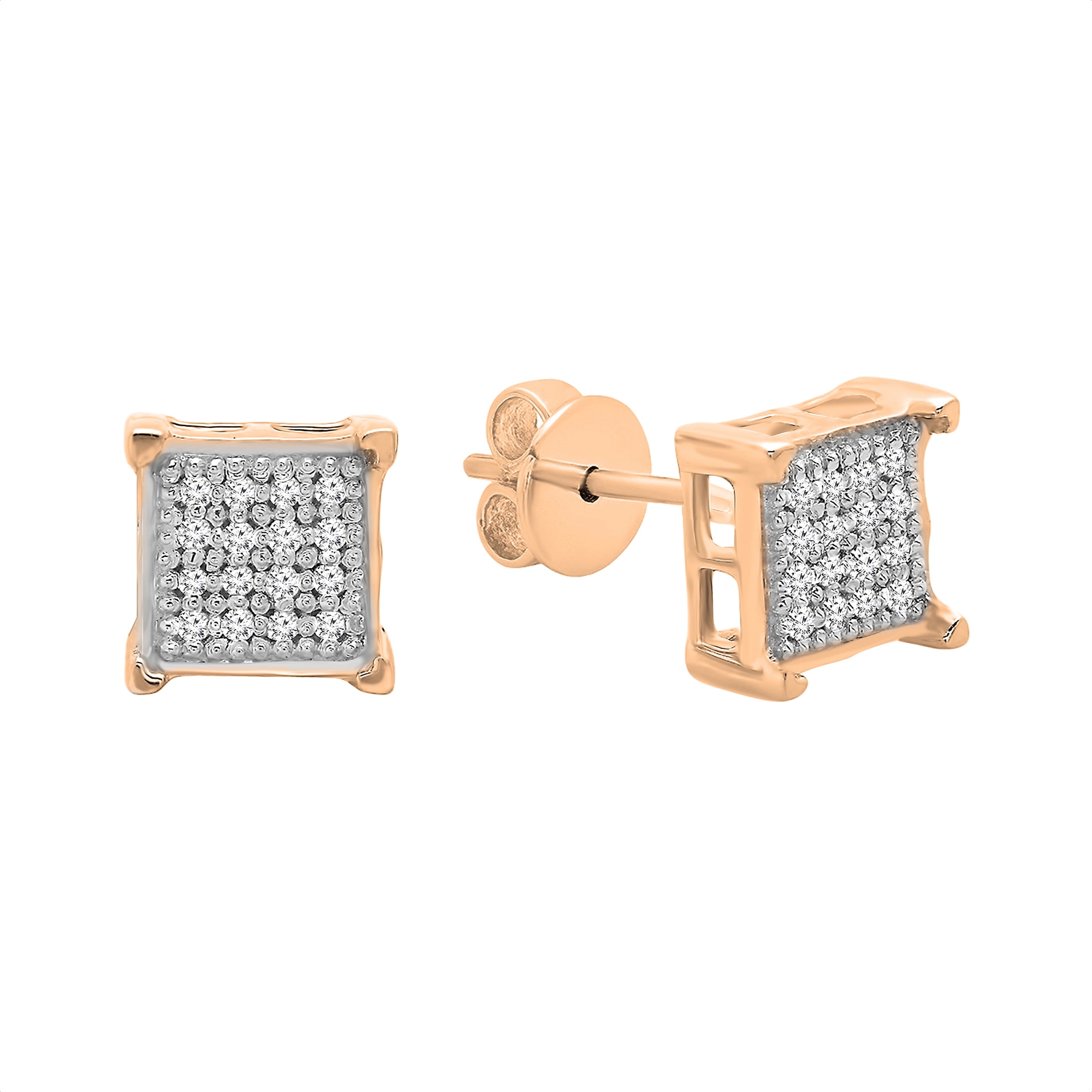 Dazzlingrock Collection 0.20 Carat 10K Gold Round Cut Diamond Kite Shape Men's Hip Hop Stud Earrings