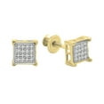 thumbnail image 1 of Dazzlingrock Collection 0.06 Carat (ctw) Round Lab Grown White Diamond V Prong Square Mens Hip Hop Iced Stud Earrings, 18K Yellow Gold, 1 of 6