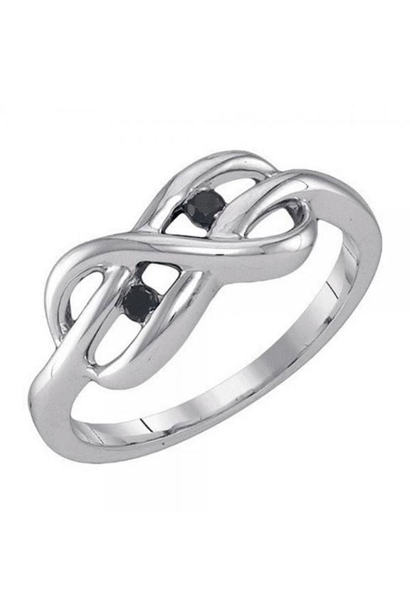 Collection 0.07 Carat (ctw) Round Black Diamond Ladies Swirl Bypass Infinity Knot Right Hand Ring, Sterling Silver