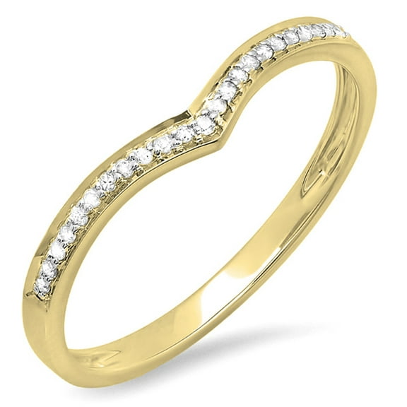Dazzlingrock Collection 0.08 CT 10K Round White Diamond Ladies Wedding Ring, Yellow Gold, Size 7