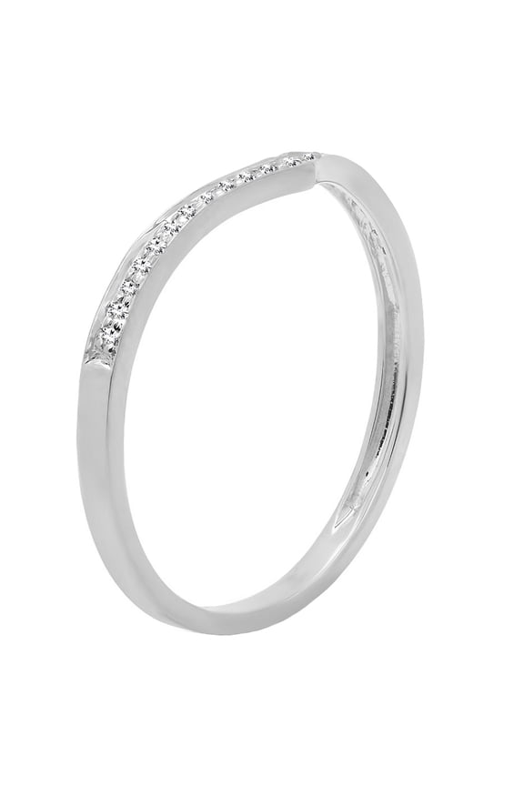 Collection 0.08 CT 14K Round White Diamond Ladies Wedding Ring, White Gold, Size 6