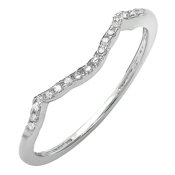 Dazzlingrock Collection 0.08 CT 14K White Diamond Ladies Wedding Band Ring, White Gold, Size 5.5