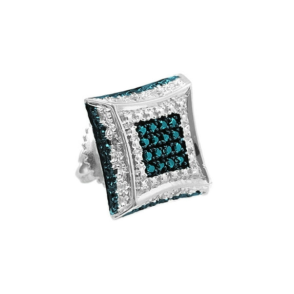 Dazzlingrock Collection 0.08 CT Round Blue, White Diamond Unisex Stud Earring in Sterling Silver