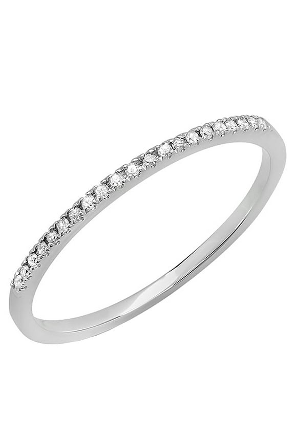 Collection 0.08 CT Round White Diamond Stakable Band for Her 10K White Gold Size 9