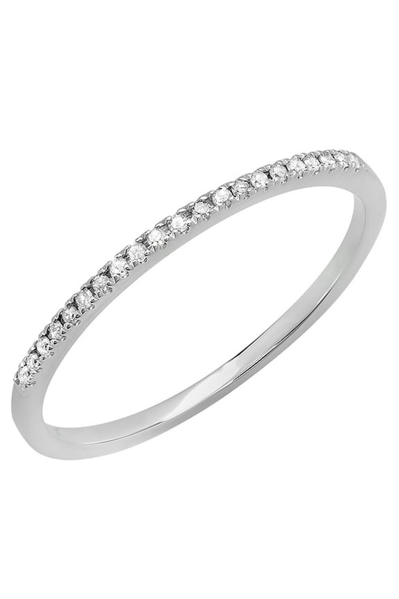Collection 0.08 CT Round White Diamond Wedding Band for Her in Sterling Silver, Size 9