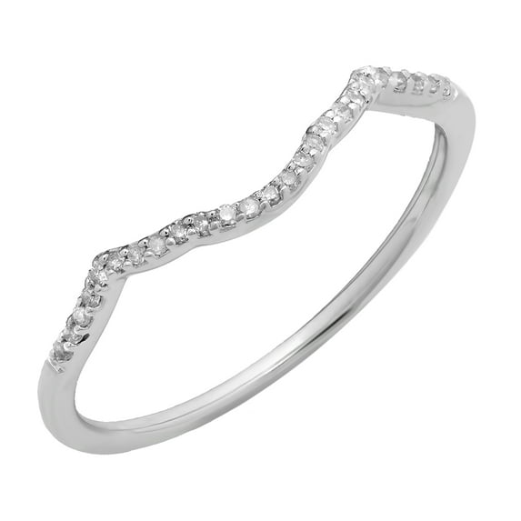 Dazzlingrock Collection 0.08 Carat (ctw) 10K White Diamond Ladies Wedding Band Contour Guard Ring, White Gold, Size 4