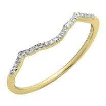 Dazzlingrock Collection 0.08 Carat (ctw) 10K White Diamond Ladies Wedding Band Contour Guard Ring, Yellow Gold, Size 10