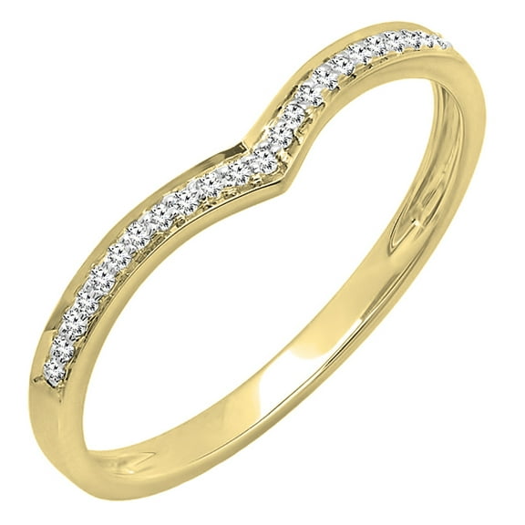 Dazzlingrock Collection 0.08 Carat (ctw) 14K Round White Diamond Ladies Wedding Stackable Guard Ring, Yellow Gold, Size 4.5