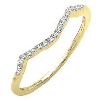 Dazzlingrock Collection 0.08 Carat (ctw) 14K White Diamond Ladies Wedding Band Contour Guard Ring, Yellow Gold, Size 9.5