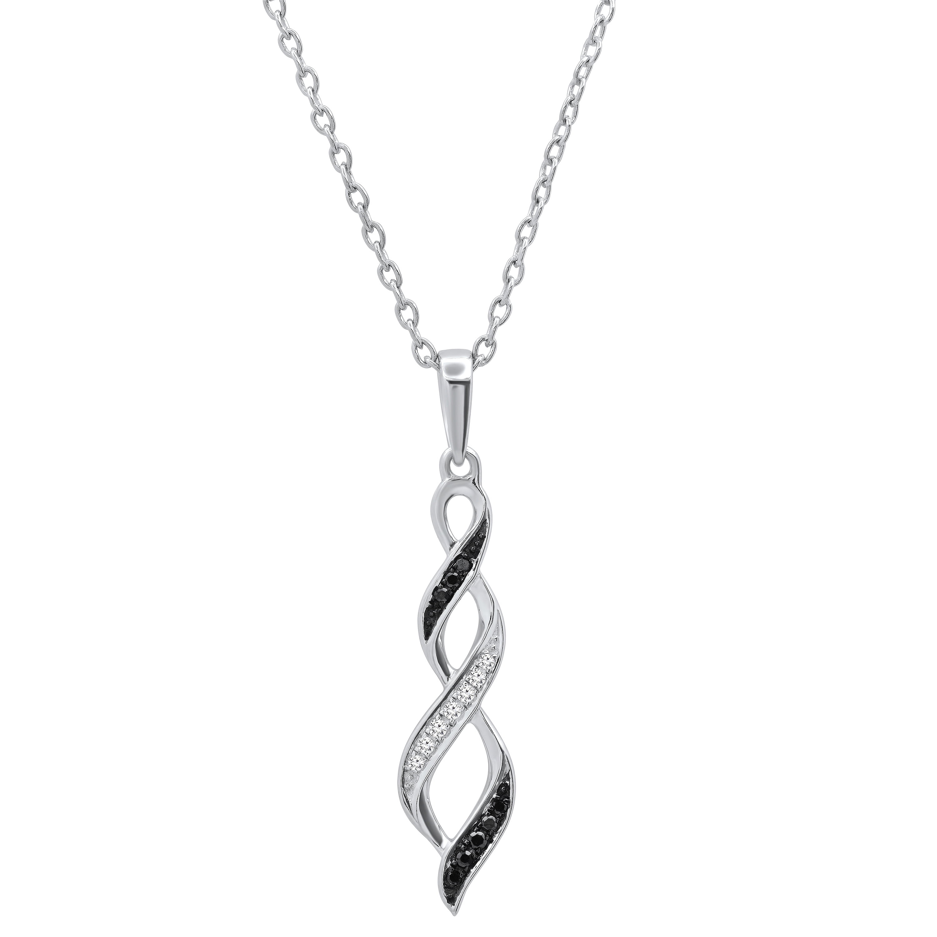 Dazzlingrock Collection 0.08 Carat (ctw) Round Black & White Diamond Swirl Infinity Pendant with 18 Inch Silver Chain for Women in 10K White Gold