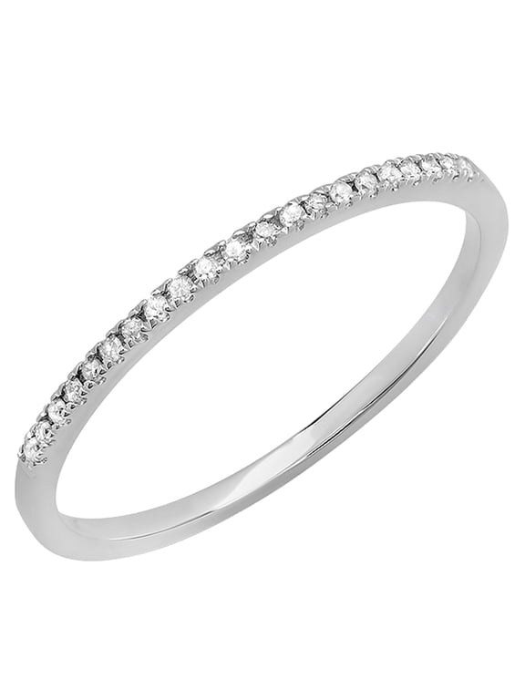 Collection 0.08 Carat (ctw) Round Lab Grown White Diamond Ladies Anniversary Wedding Band Stackable Ring, 925 Sterling Silver, Size 7.5