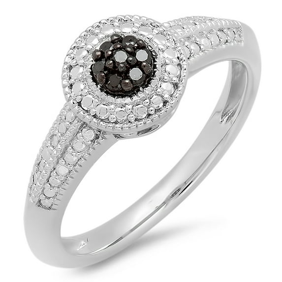 Dazzlingrock Collection 0.08 Carat (ctw) Sterling Silver Round Black Diamond Engagement Bridal Cluster Promise Ring, Size 5