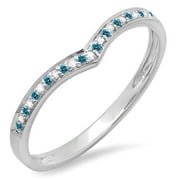 DAZZLING ROCK Dazzlingrock Collection 0.10 CT 10K Blue & White Diamond Wedding Band Ring, White Gold, Size 6.5