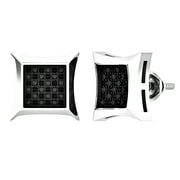 Dazzlingrock Collection 0.10 CT Round Black Diamond Hip Hop Stud Earrings for Men Sterling Silver