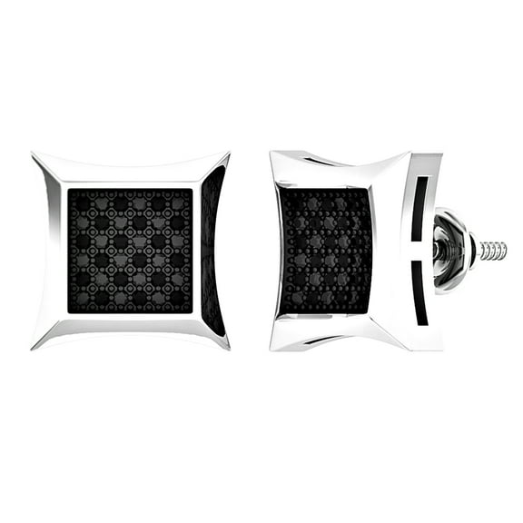 Dazzlingrock Collection 0.10 CT Round Black Diamond Hip Hop Stud Earrings for Men Sterling Silver