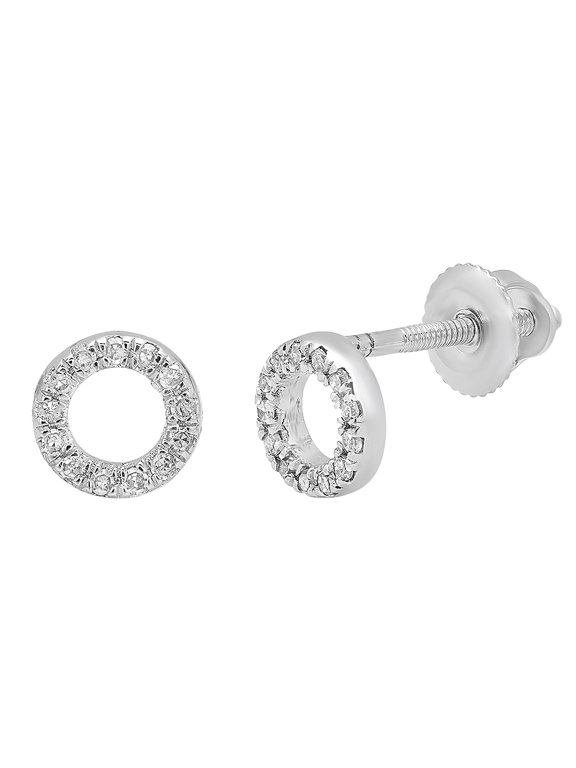 Collection 0.10 CT Round White Diamond Circle Stud Earrings for Her, Sterling Silver