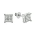 thumbnail image 1 of Dazzlingrock Collection 0.10 CT Round White Diamond Square Unisex Stud Earrings, Sterling Silver, 1 of 6