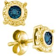 thumbnail image 1 of Dazzlingrock Collection 0.10 Carat (Ctw) 18K Yellow Gold Plated Sterling Silver Blue Diamond Ladies Stud Earrings, Sterling Silver, 1 of 1