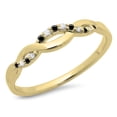 thumbnail image 1 of Dazzlingrock Collection 0.10 Carat (ctw) 10K Black & White Diamond Bridal Wedding Stackable Swirl Ring, Yellow Gold, Size 5, 1 of 1
