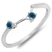 Dazzlingrock Collection 0.10 Carat (ctw) 10K Blue Diamond Ladies Wedding Ring Matching Guard Band 1/10 CT, White Gold, Size 6.5