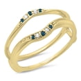 thumbnail image 1 of Dazzlingrock Collection 0.10 Carat (ctw) 10K Blue & White Diamond Wedding Band Guard Double Ring 1/10 CT, Yellow Gold, Size 6.5, 1 of 1