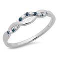 thumbnail image 1 of Dazzlingrock Collection 0.10 Carat (ctw) 10K Round Blue & White Diamond Bridal Wedding Band Swirl Ring, White Gold, Size 6, 1 of 1