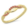 thumbnail image 1 of Dazzlingrock Collection 0.10 Carat (ctw) 10K Round Ruby Ladies Bridal Wedding Band Stackable Swirl Ring, Yellow Gold, Size 5, 1 of 1