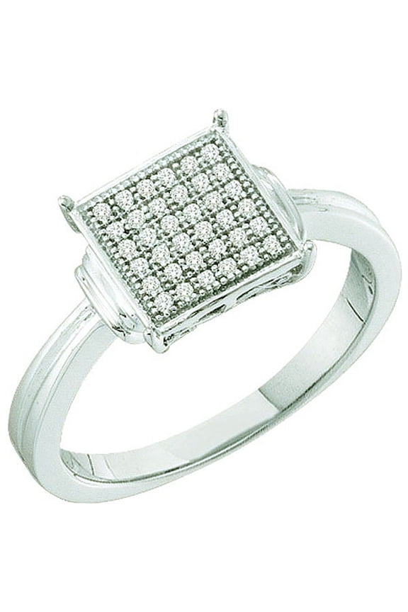 Collection 0.10 Carat (ctw) 10K White Diamond Ladies Micro Pave Engagement Ring, White Gold