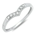 thumbnail image 1 of Dazzlingrock Collection 0.10 Carat (ctw) 10k Round Diamond Ladies 7 Stone Wedding Chevron Band Anniversary Guard Ring 1/10 CT, White Gold, Size 5.5, 1 of 1