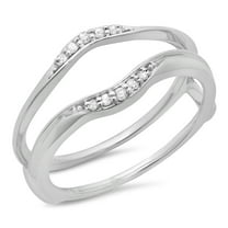 Dazzlingrock Collection 0.10 Carat (ctw) 14K Diamond Ladies Wedding Band Guard Double Ring 1/10 CT, White Gold, Size 7