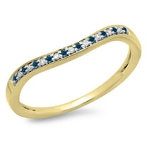Dazzlingrock Collection 0.10 Carat (ctw) 14K Round Blue & White Diamond Stackable Wedding Band 1/10 CT, Yellow Gold, Size 9.5