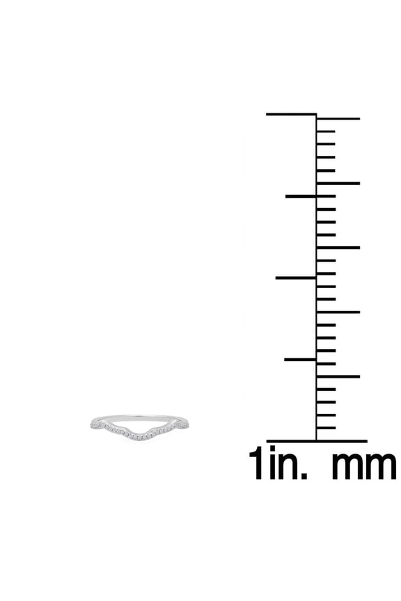 Collection 0.10 Carat (ctw) 14K Round White Diamond Ladies Wedding Guard Band 1/10 CT, White Gold, Size 7