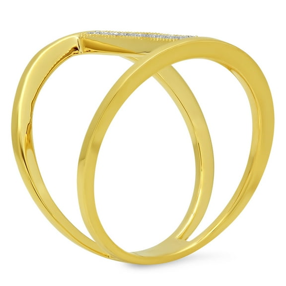 Dazzlingrock Collection 0.10 Carat (ctw) 14K Round White Diamond Wedding Band Enhancer Guard Ring 1/10 CT, Yellow Gold, Size 5.5