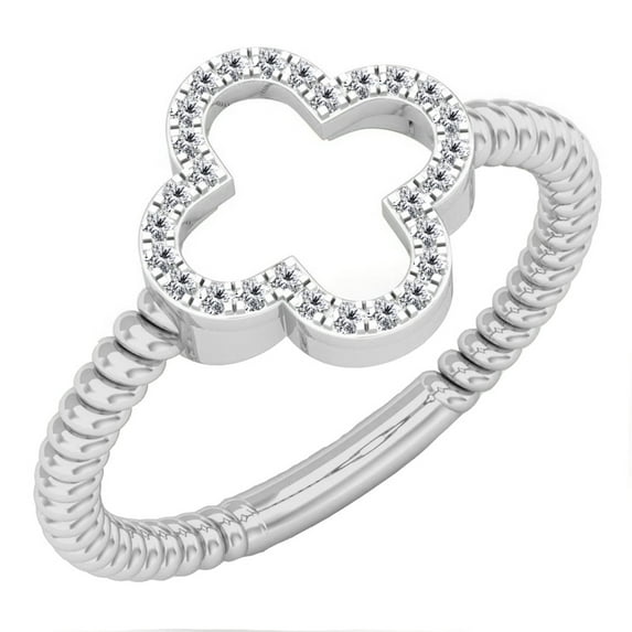 Dazzlingrock Collection 0.10 Carat (ctw) 14K White Diamond Ladies Engagement Fashion Ring 1/10 CT, White Gold, Size 10