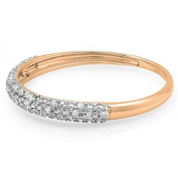 Dazzlingrock Collection 0.10 Carat (ctw) 14k Round Diamond Anniversary Wedding Band Stackable Ring 1/10 CT, Rose Gold, Size 9.5